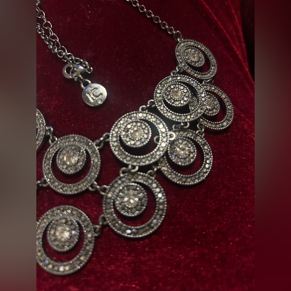 Marcazite marcasite diamanté silver grey necklace beautiful old look goth - Picture 3 of 5